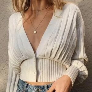 Aritzia New Plunge Front Beige Cardigan